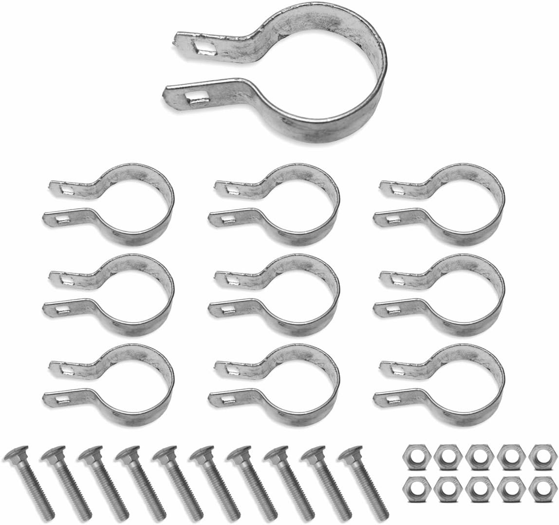 Galvanized Steel Brace Bands for Chain Link Fence, with Nuts & Bolts, Fence Parts (Silver, 1-3/8")