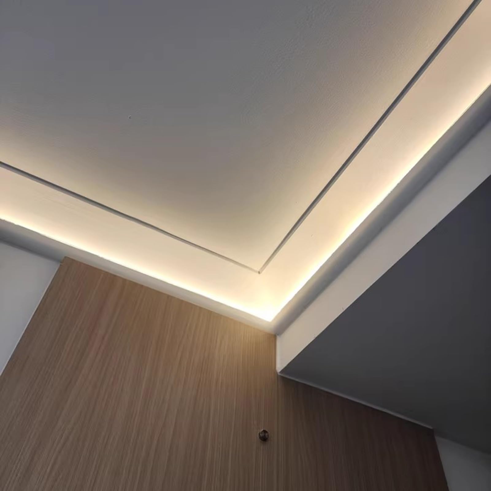 Llpsmeng-EU Indirect Lighting Crown Molding for Ceiling, Surface-Mounted LED Strip Channel, Living Room/Bedroom/Hallway LED Skirting Baseboard(6.0m)
