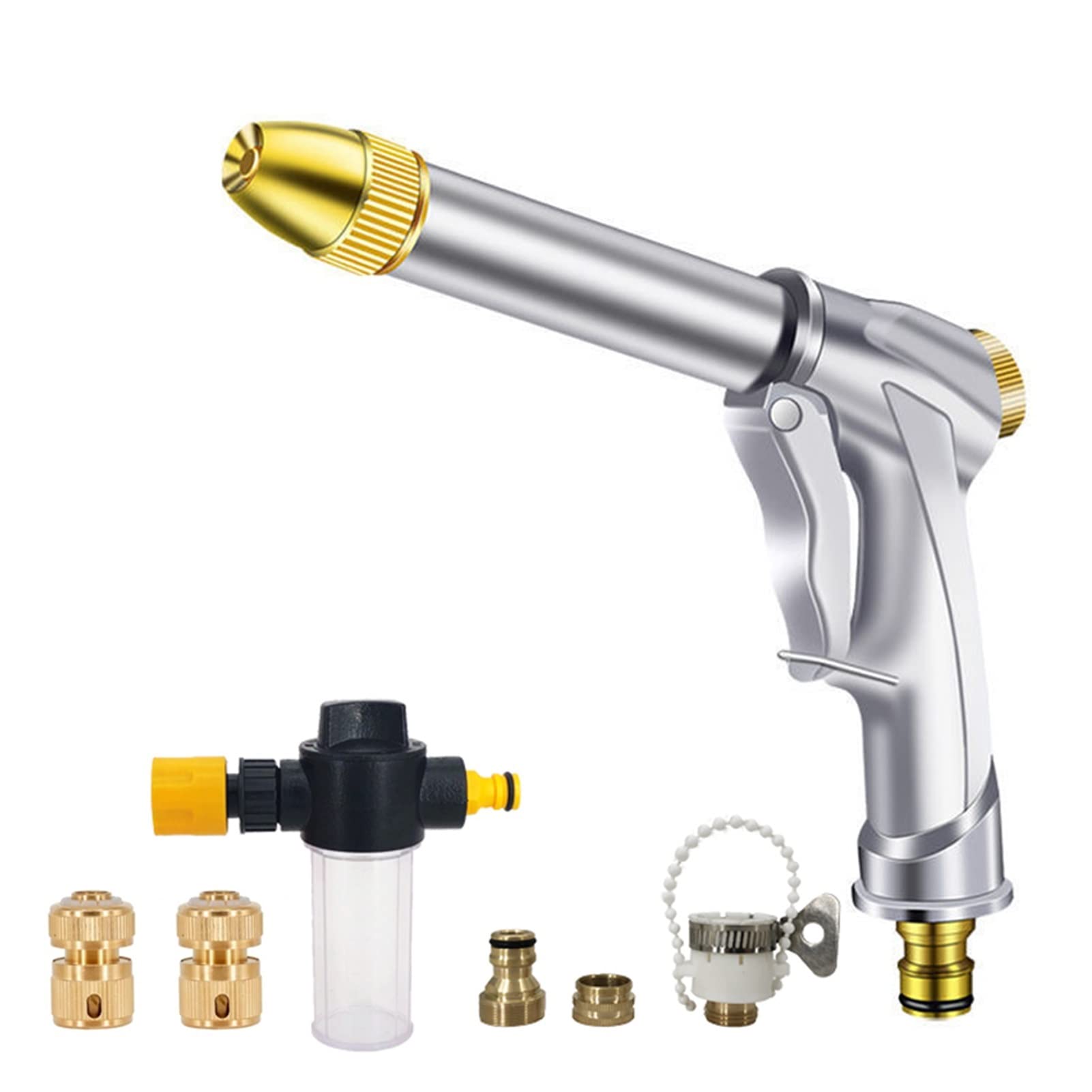 INEOUT Pistola de agua de alta presión 2021, manguera de lavado de coche ajustable de Metal, pistola de agua de espuma, rociador de riego de jardín, entrega (Color : Black Gun)