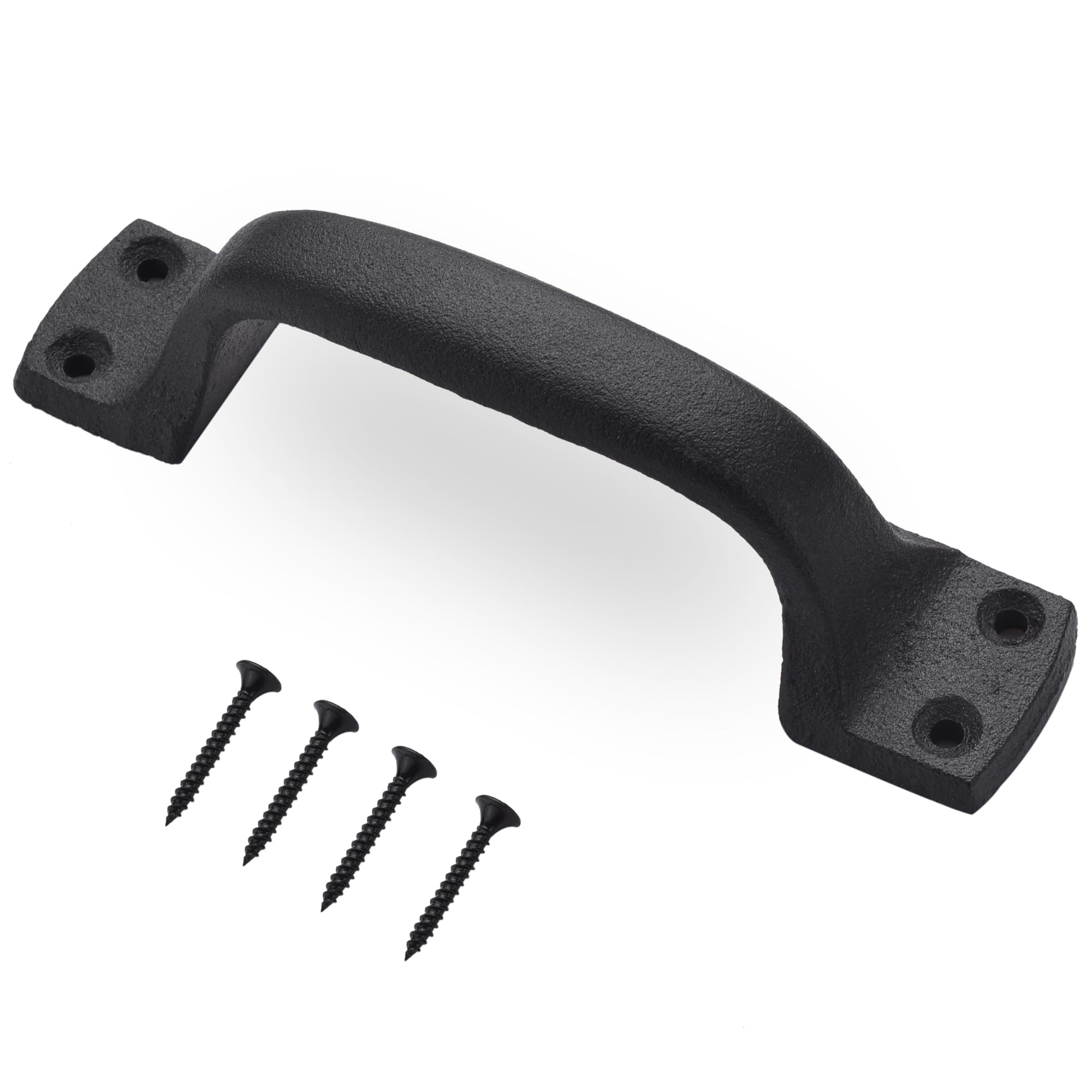 JIAHOORustic Barn Door Handles, Black Cast Iron Gate Handle, 7 inch Heavy Duty Solid Iron Sliding Door Handle for Fence Gate Pull, Garden Farmhouse, 1 PC