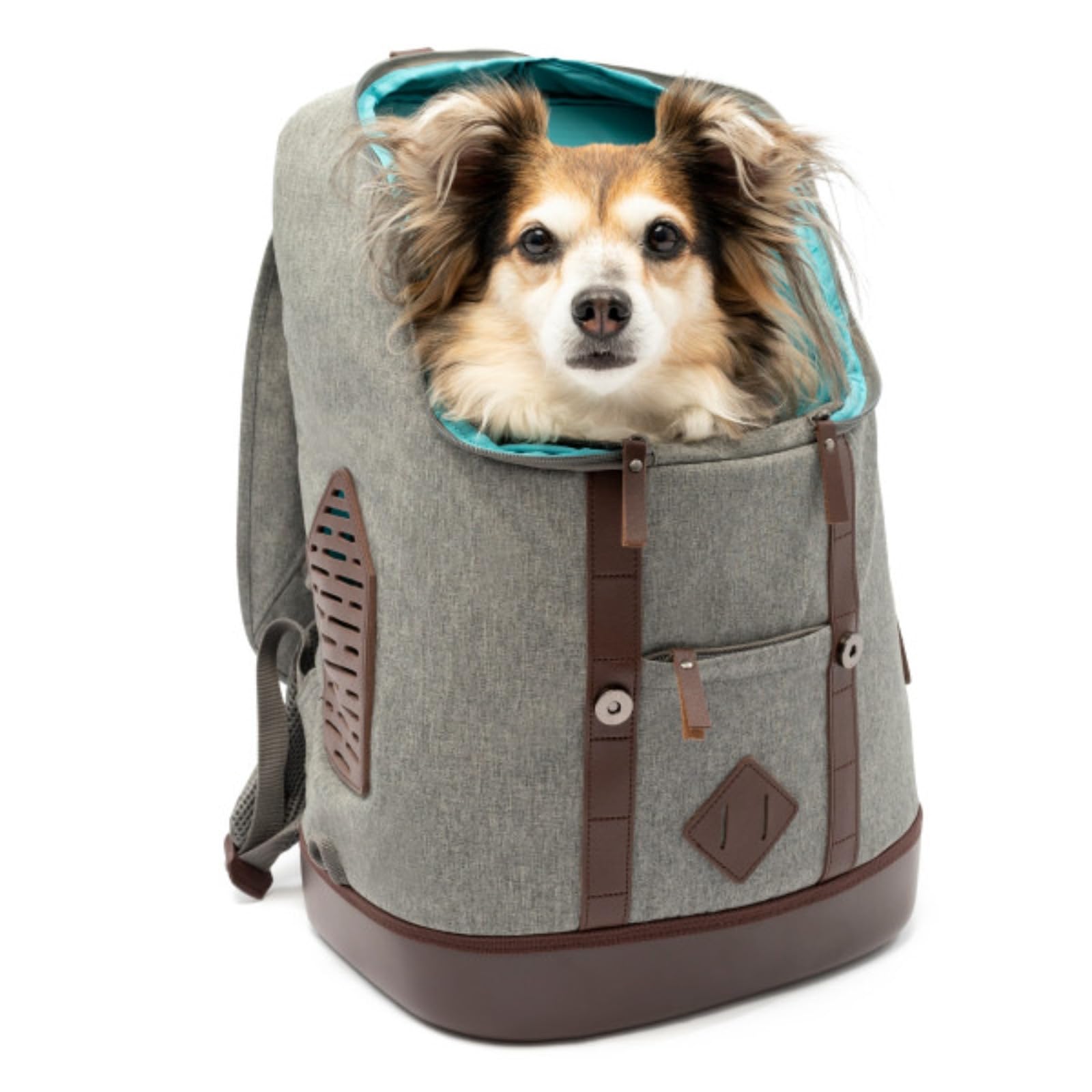Kurgo Sac à Dos de Transport pour Petits Animaux, Gris Chiné | Mains libres, fond armorsole, convertible en sac de transport, robuste