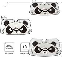 Vista 5 de Boccsty Angry Panda Eyes - Parasol plegable para parabrisas de automóvil, para ventana delantera de camión, bloquea los rayos UV, protector solar