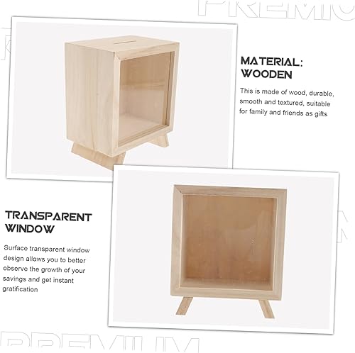 Miniatura 4 de Alcancía de madera para monedas, hervidor de agua de viaje, mini hervidor de agua, tarro de madera con punta de ahorro, marco de madera, banco de