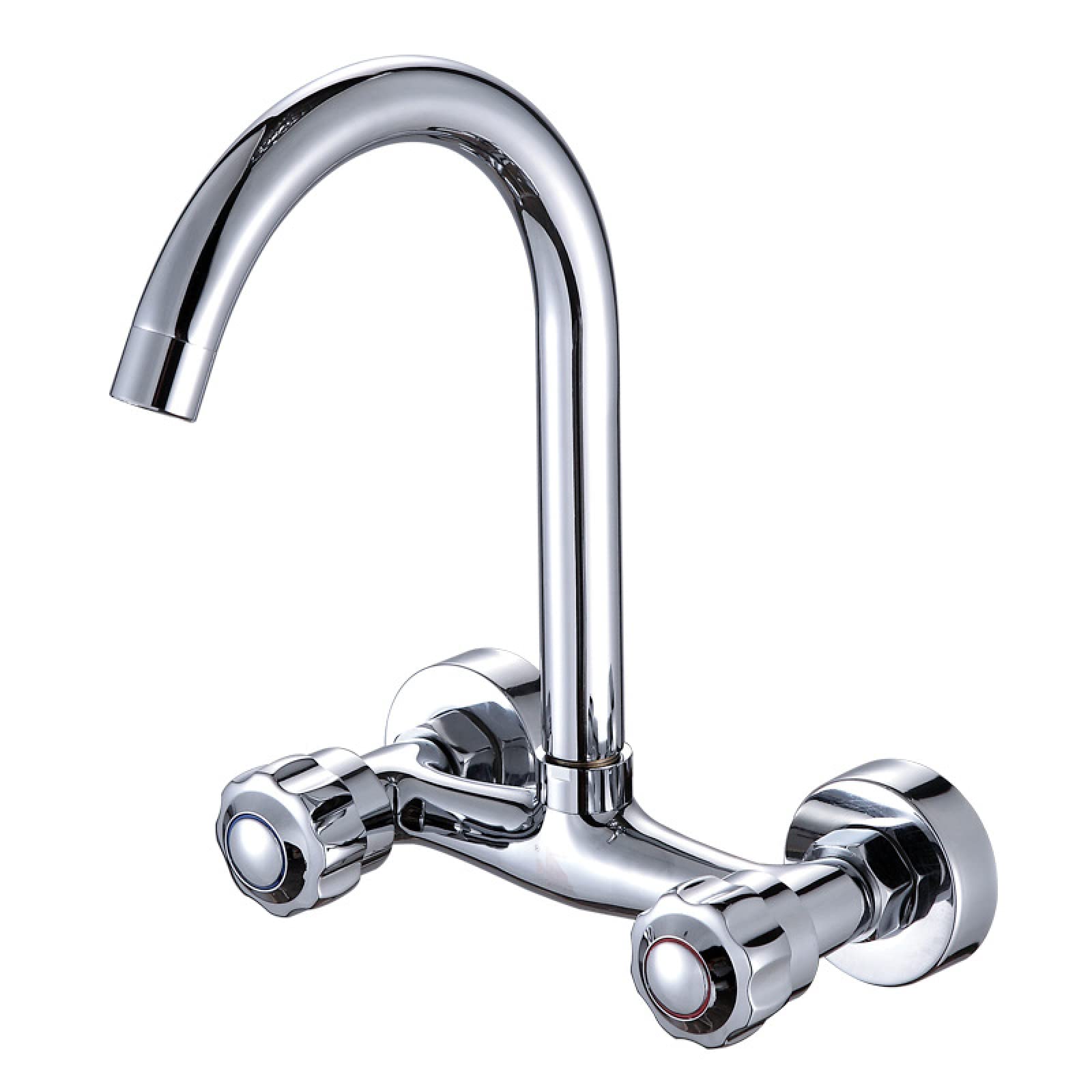 Zbbdfazd Wall Mounted Kitchen Faucets For Sink,Swivel Spout Wall Mount Kitchen Sink Faucet Brass,Hot And Cold Water Mixer Tap Sink Faucet,2 Handle Wall Mounted Faucets For Kitchen