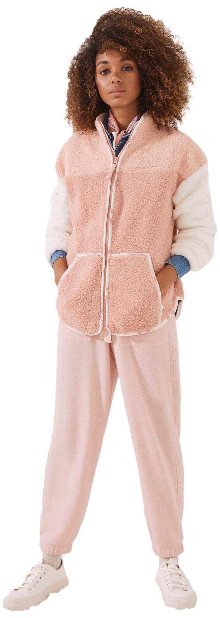 Women'secret Bata Tricolor En Sherpa Y Canvas, Batas y kimonos Mujer, Rosa (Pink),