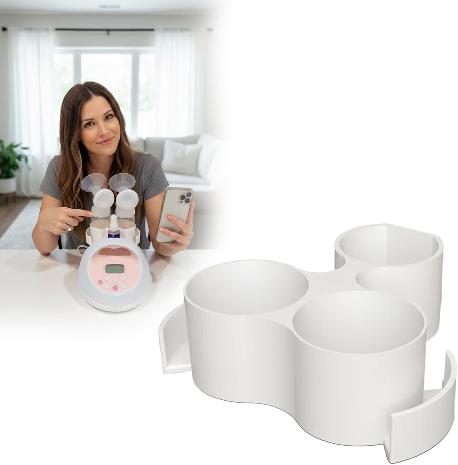 Bottle & Hose Holder for Spectra S1 Plus /S2 Plus (New Models/Square Hole), Compatible with Spectra Breast Pumps, Organize and Simplify Your Pumping Journey, Ideal Gift for New Moms