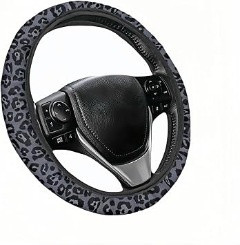 Leopard Print Steering Wheel Cover | Non Slip, Breathable Neoprene | Universal 15 Inch Fit 14.5"-15.5" | Comfort Grip | Fade Resistant | Easy Install-Comfort Grip for Cars, Trucks, SUVs