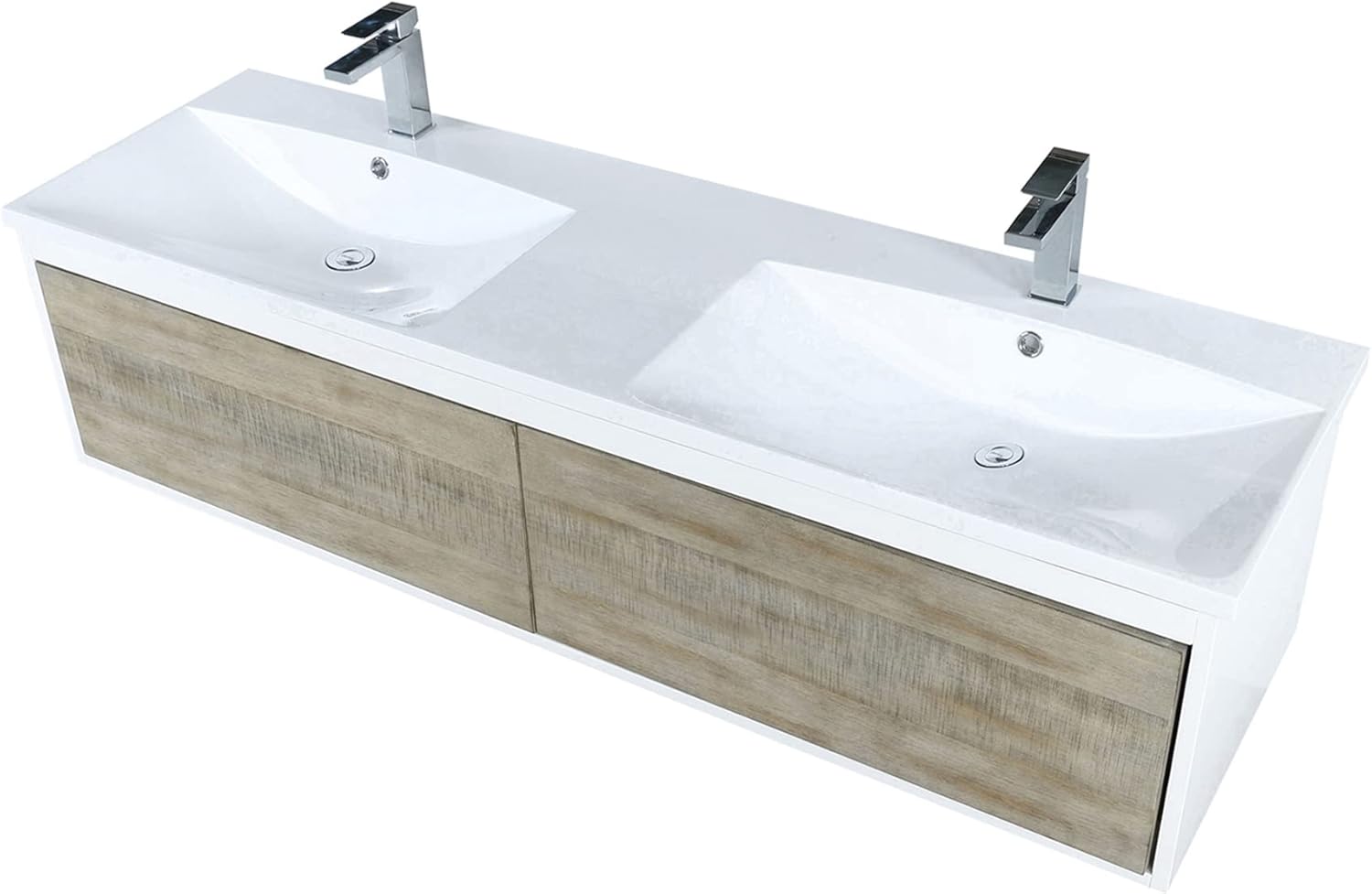 Lexora Home Scopi 60" Double Acrylic Top Bathroom Vanity with Nickel Faucet