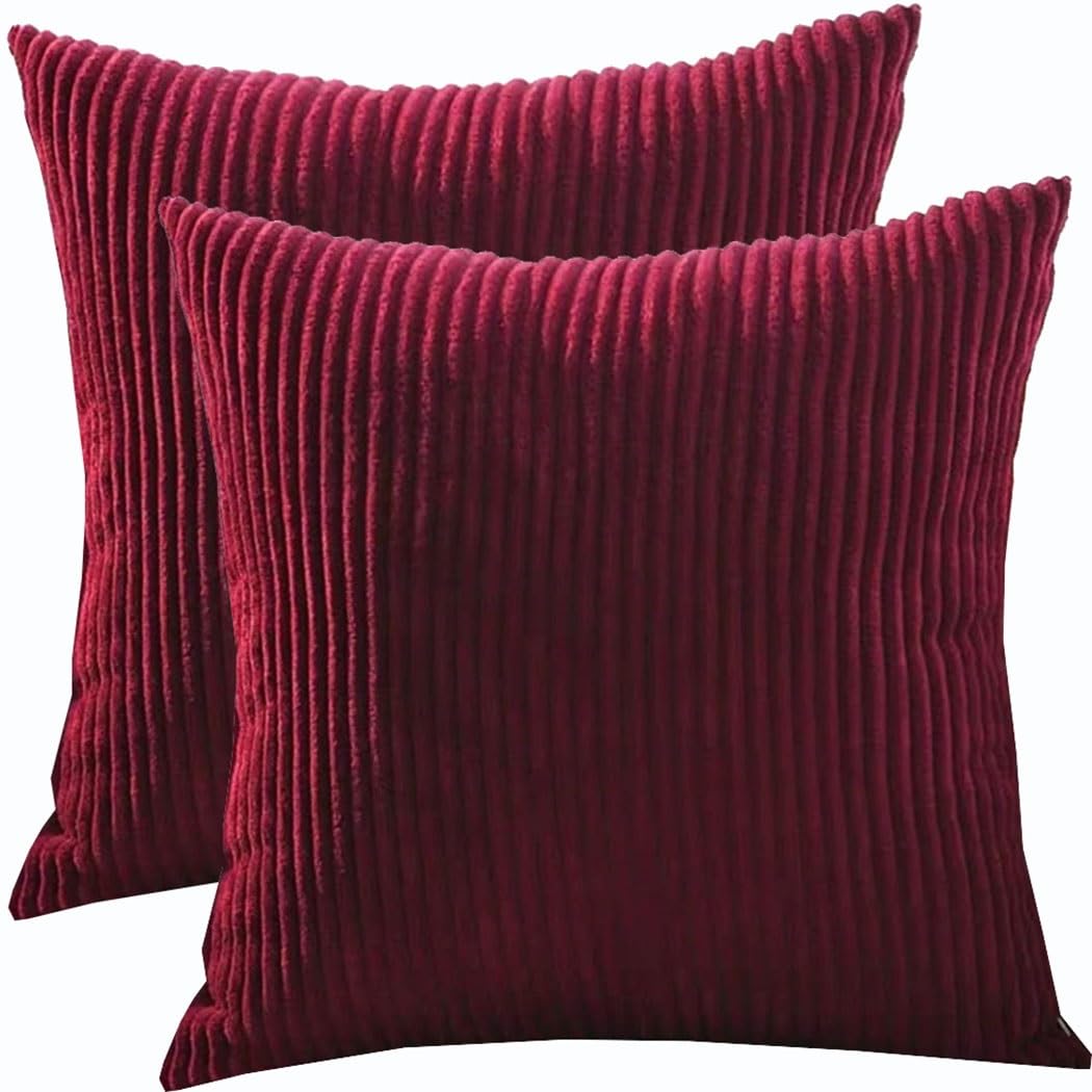 SWJ-swjssb Super King Size Pillow Cases 80x80 70x70 Cm, Set Of 2 Square Extra Large Cushion Covers,Soft Pillow Covers With Invisible Zipper Decorative Pillowcases For Sofa Couch(Burgundy,80x80 cm)