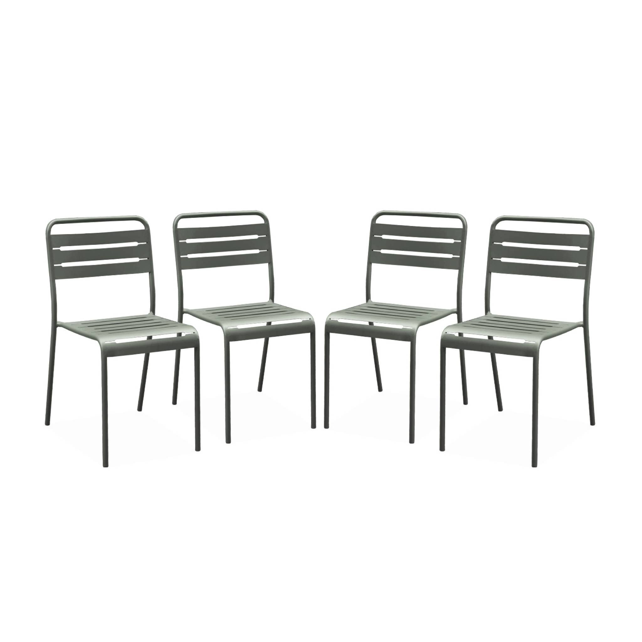 Alice's Garden - Lot de 4 chaises de Jardin Acier. 4 Places. Kaki. Amelia. L44 x P52 x H79cm