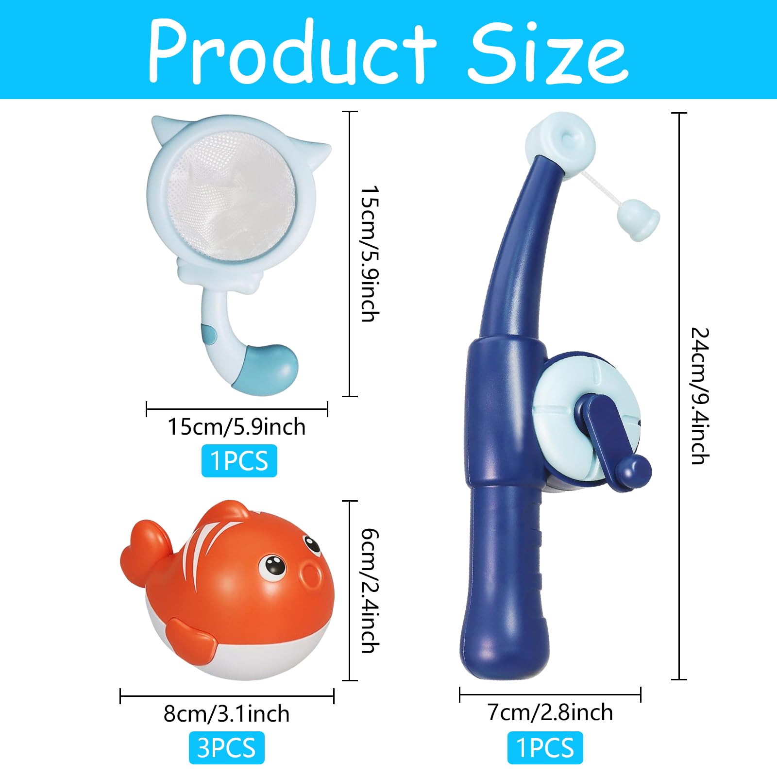 Doloowee Juego Magnético de Pesca para Bañera y Piscina, Juguetes de Baño para Niños de 3-5 años, 48 piezas de Juguetes de Pesca, con Imán, Caña de Pescar, Red Flotante, Educación Doloowee Juego Magnético de Pesca para Bañera y Piscina, Juguetes de Baño para Niños de 3-5 años, 48 piezas de Juguetes de Pesca, con Imán, Caña de Pescar, Red Flotante, Educación