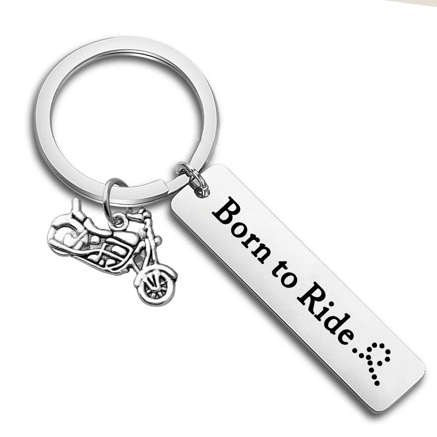 MYOSPARKMotorcycle Keychain Biker Keychain Born to Ride With Dirtbike Father's Day Gift For Dad (born to ride keychain)