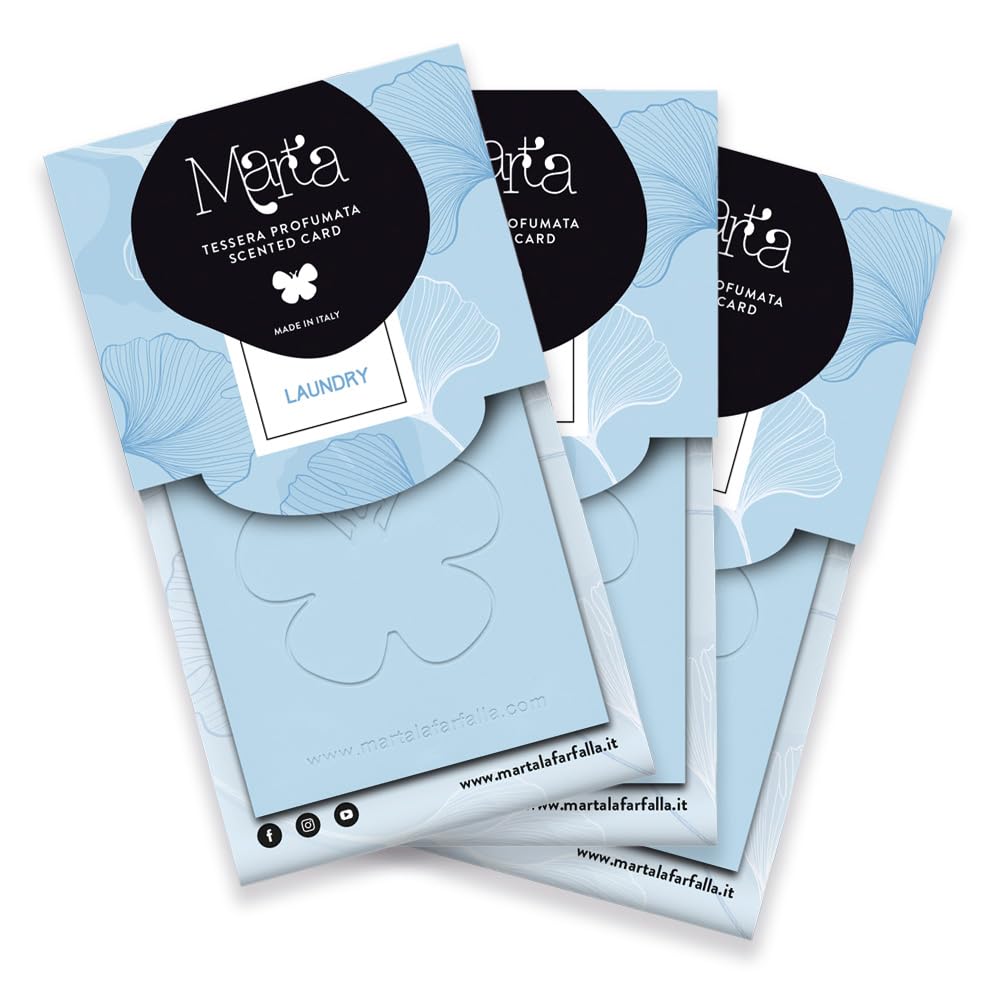 Marta Card Laundry Tre Tessere al Profumo di Pulito per Armadi e Cassetti