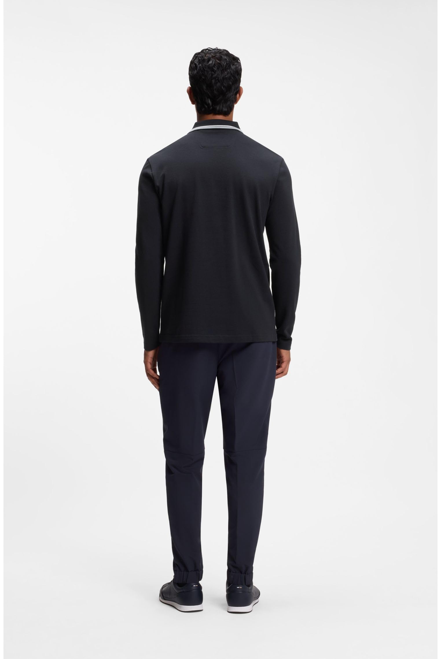 BOSS Herren Plisy Longsleeve-Poloshirt aus Baumwoll-Piqué mit Details am Kragen