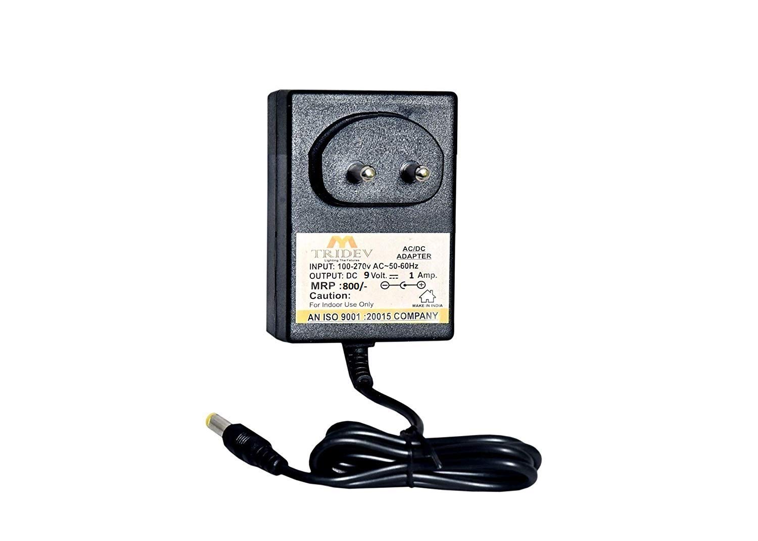 My Tridev 9Volt 1Amps 9Watt DC Power Adapter, Supply, Charge, SMPS for PC, LCD Monitor, TV, LED Strip, CCTV (9VOLT 1AMPS)