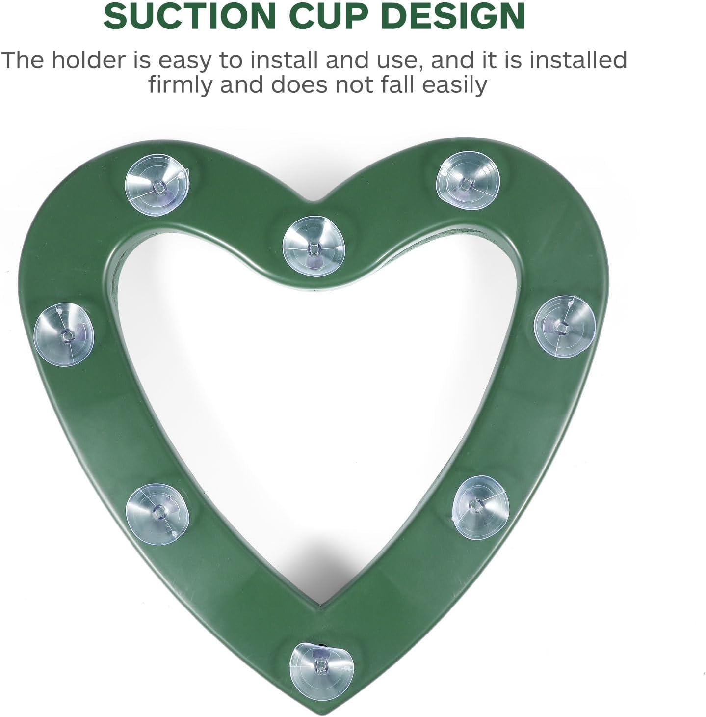 SHINEOFI Heart-Shaped Floral Holder with Suction Cup 15.74In Flower Foam Block Stand for Fresh Flower Arrangement Wedding Car Decoration
