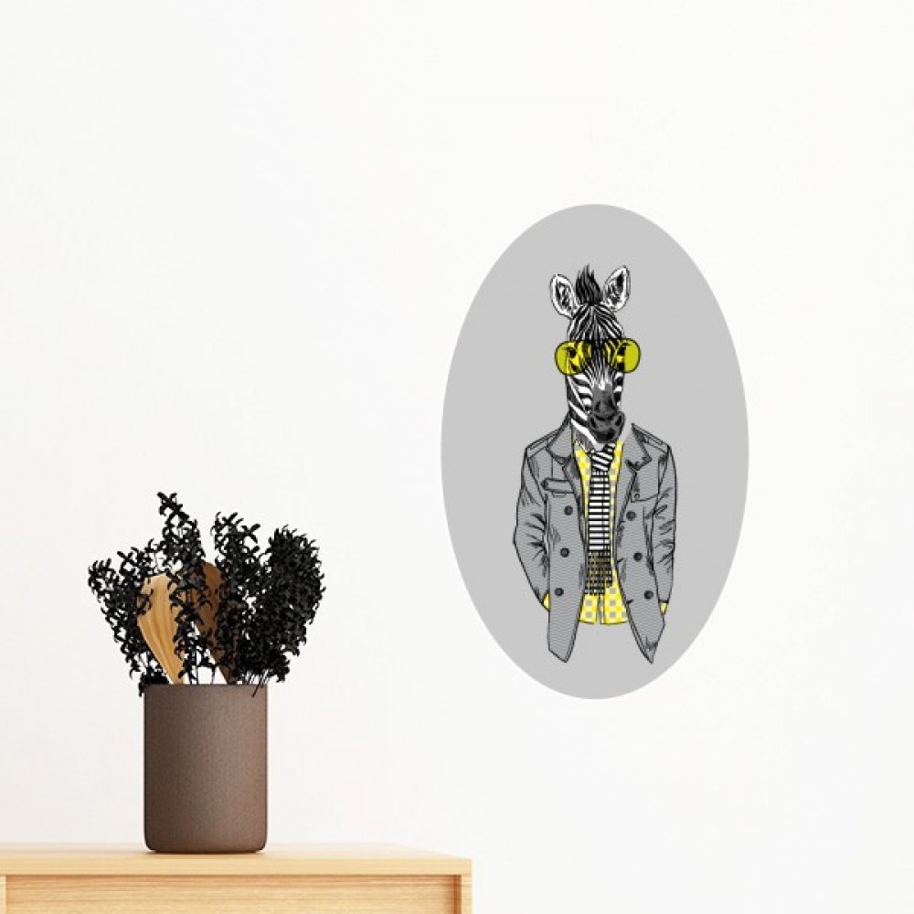 Sticker mural zèbre déco murale chambre enfant papier peint amovible gris jaune 50cm DIY