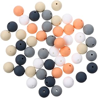KOMBIUDA 50 Peças Contas De Silicone Para Dentição Contas De Silicone Contas Espaçadoras De Silicone Em Massa Contas De Silicone Brinquedo De Dentição Contas De Mordedor De Silicone