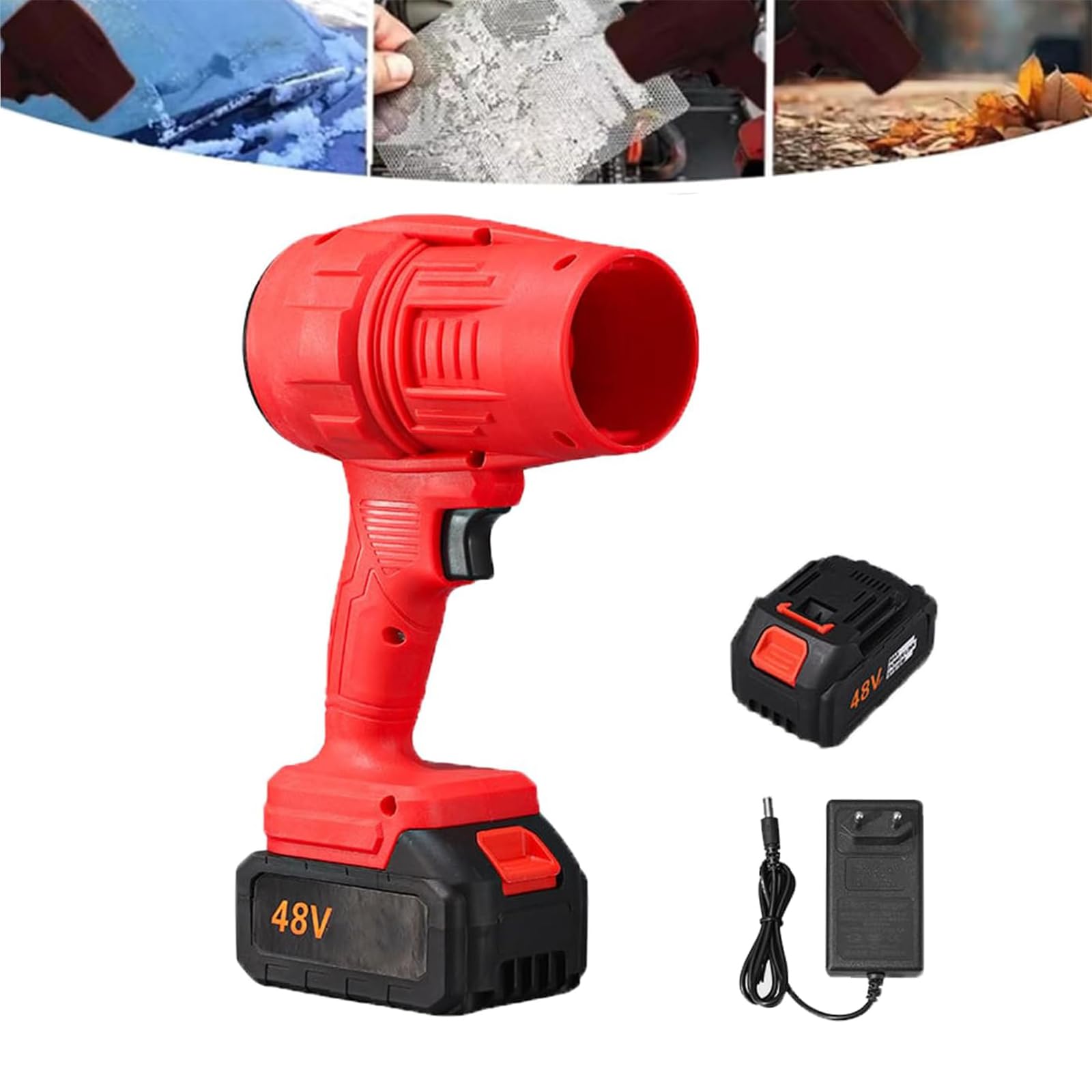 LLELEMAMO Turbodry Car Dryer, Turboglass Car Blower, High Powered Battery Powered Car Dryer Air Blower, Handheld Portable Cordless Turbodry Plus Car Dryer, for Cleaning, Camping, Outdoor (Red-A)