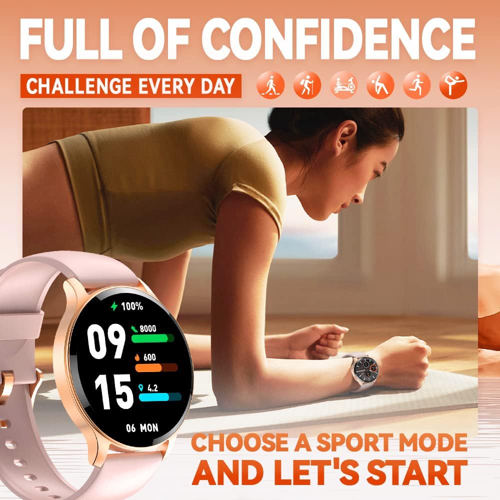 Bmoled Smartwatch Donna Fitness Watch,1.45 allaperto Orologio IP68 con 100+ Modalità Sport, Fitness Contapassi Cardiofrequenzimetro SpO2, Monitoraggio del Sonno, Android iOS Bmoled Smartwatch Donna Fitness Watch,1.45 allaperto Orologio IP68 con 100+ Modalità Sport, Fitness Contapassi Cardiofrequenzimetro SpO2, Monitoraggio del Sonno, Android iOS