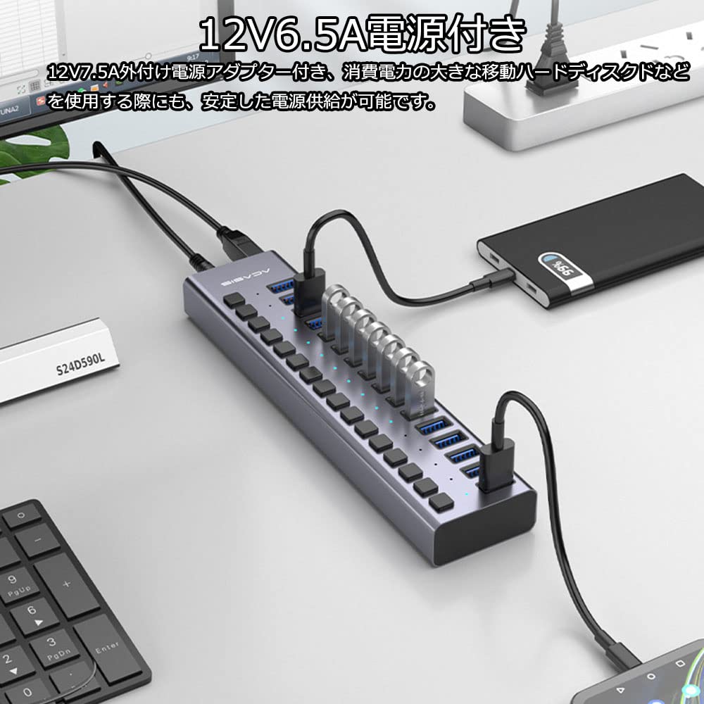 Amazon | USBハブ 電源付き USB ハブ 16ポート 増設 USB拡張