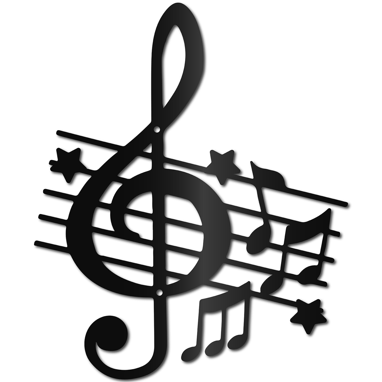 Music Note Metal Wall Art | 11.8x8.7 Inch Hollow Silhouette Iron Decor For Living Room, Bedroom, Office