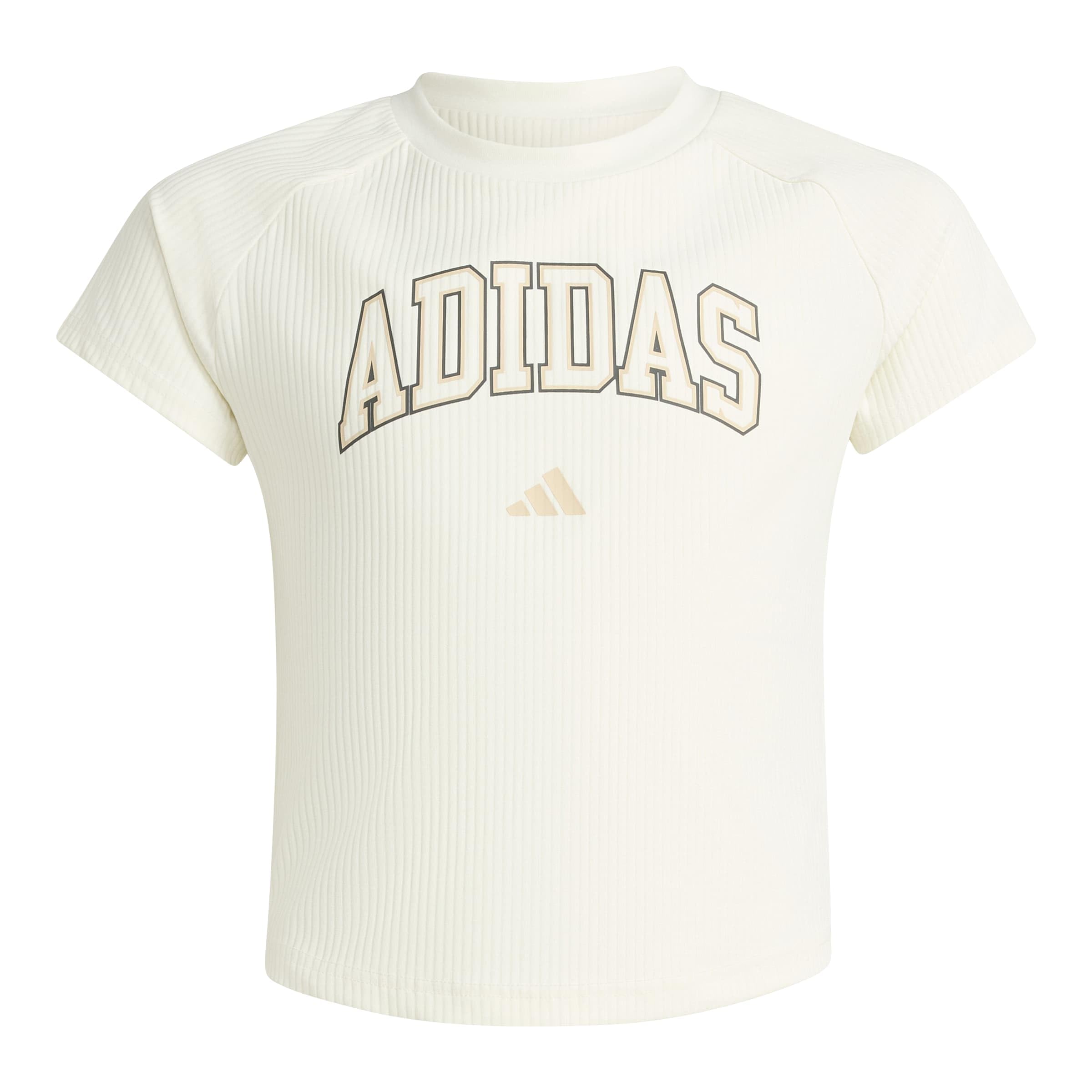 adidas Girl's Sport Seasonals Collegiate Typography Junior Girls Shirt, Off White/White, 13-14 Years