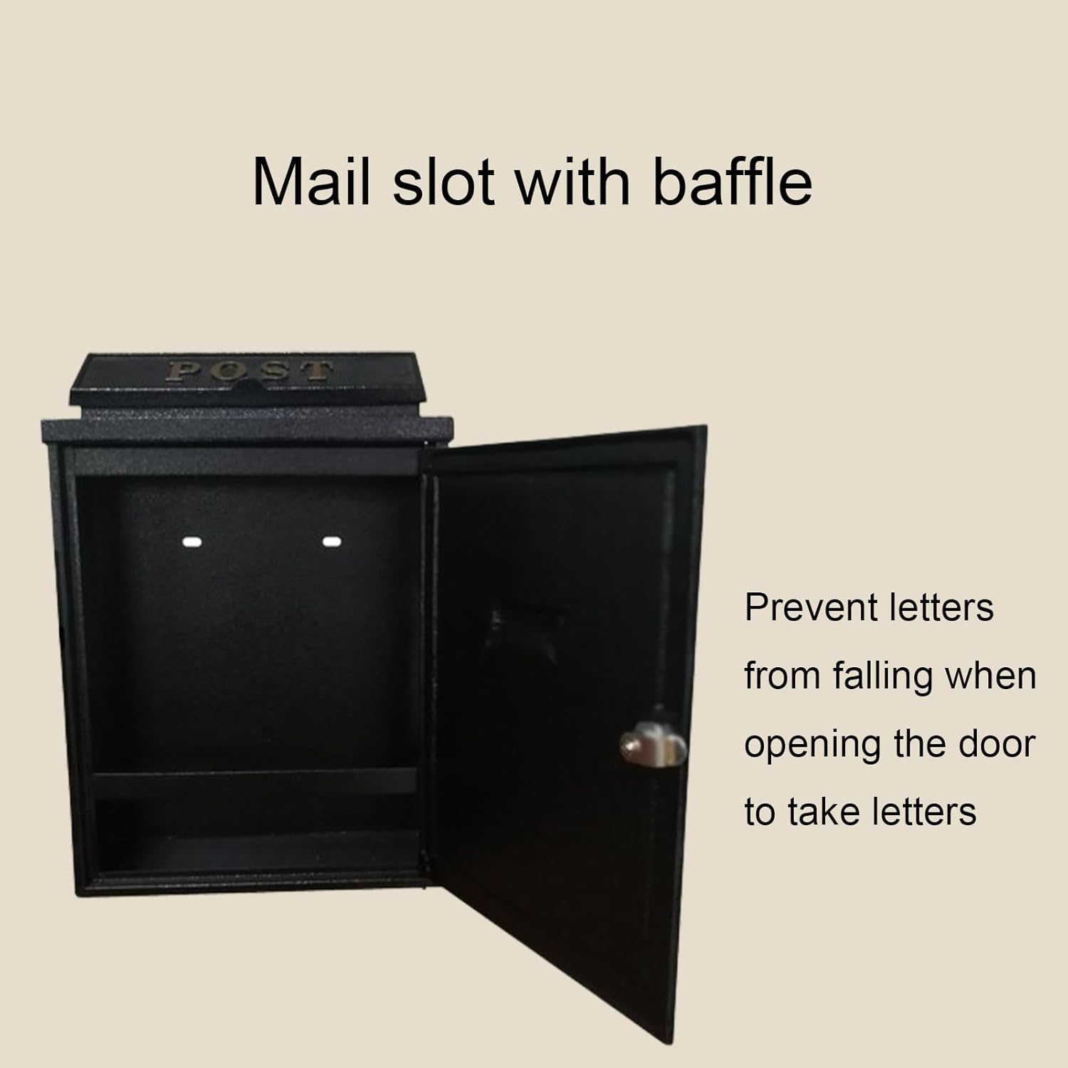 Metal Wall-Mounted Mailbox, Capacity Mailbox for Outside, Security Key Drop Box, Vintage Mailbox, Decorative Lock Mailbox Outdoo, Medium Capacity(Black)