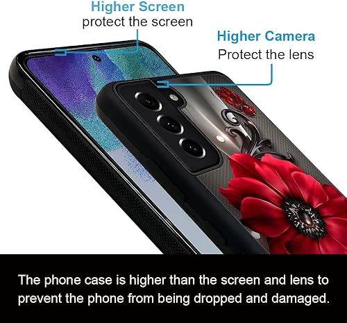 Miniatura 3 de ZHEGAILIAN Funda compatible con Samsung Galaxy S21 FE 5G, diseño de mariposas y flores rojas, Galaxy S21 FE 5G, antideslizante, absorción de