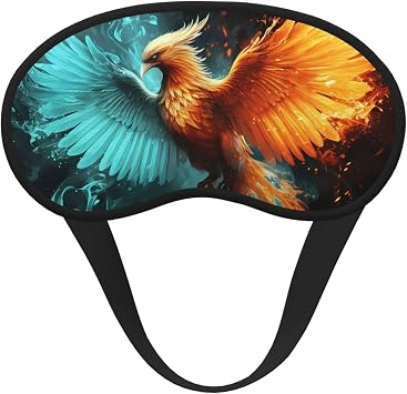 Fire and Water Phoenix Sleep Mask for Side Sleeper Soft Breathable Sleeping Eye Mask Blackout Silk Eye Sleep Shade Cover with Elastic Strap Night Blindfold for Women Men Travel Nap