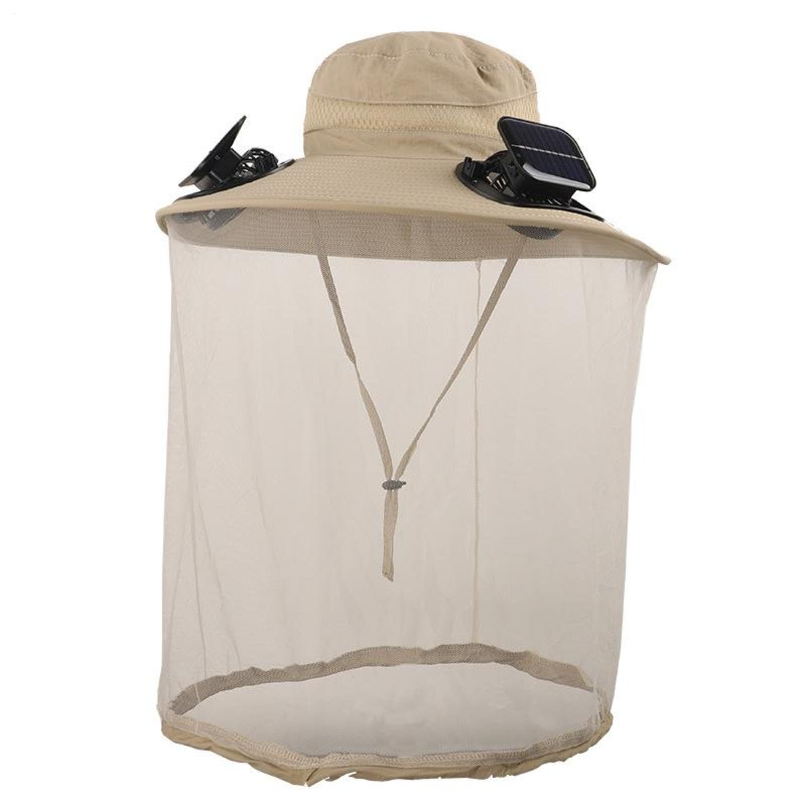 Cappello Ventilatore Solare A Bordi Larghi Protezione UV 50+ - Pesca Con Ventilatore Integrato E Rete Di Protezione Da Insetti | Cappello Da Esterno Per Escursionismo, Campeggio,