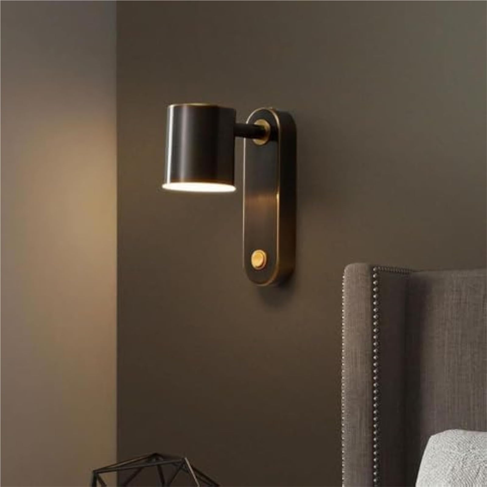 Regulowana lampa do czytania przy łóżku, montowana na ścianie, z włącznikiem/wyłącznikiem, 7 W, ściemnialna, kinkiet, 3 tryby kolorów, oprawa szczotkowana miedź, do użytku wewnątrz