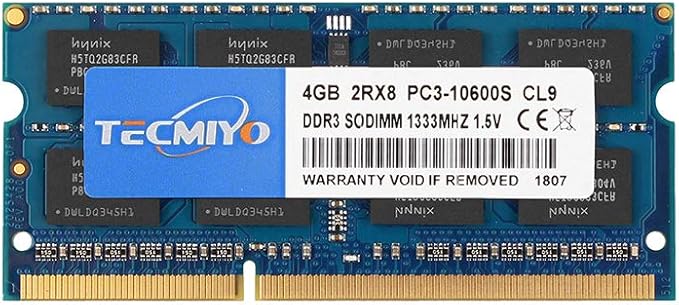 TECMIYO 4GB DDR3 1333MHz PC3-10600 PC3-10600S Non ECC Unbuffered 1.5V CL9  2RX8 Dual Rank 204 Pin SODIMM Laptop Notebook Computer Memory Ram Module at  Amazon.com