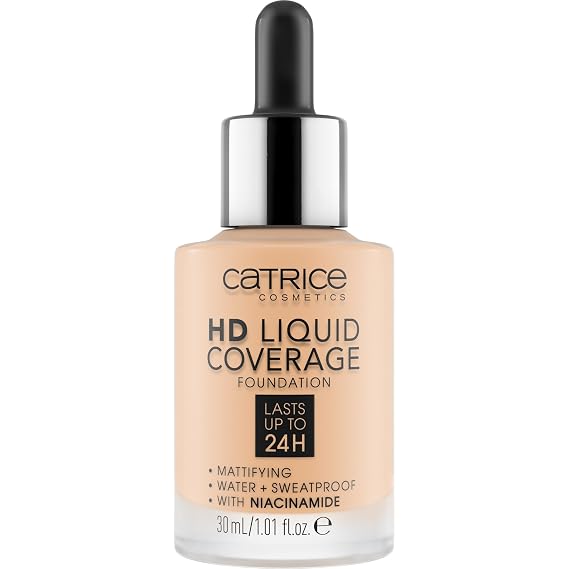 Catrice HD Liquid Coverage Foundation, 24HR Wear (005 | Ivory Beige)