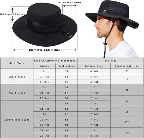 Miniatura 4 de G GIEPHT Sombrero de pesca para hombre, sombrero de sol de ala ancha, protección UV SPF XL, XXL, tamaño grande, cabeza grande, senderismo, playa,
