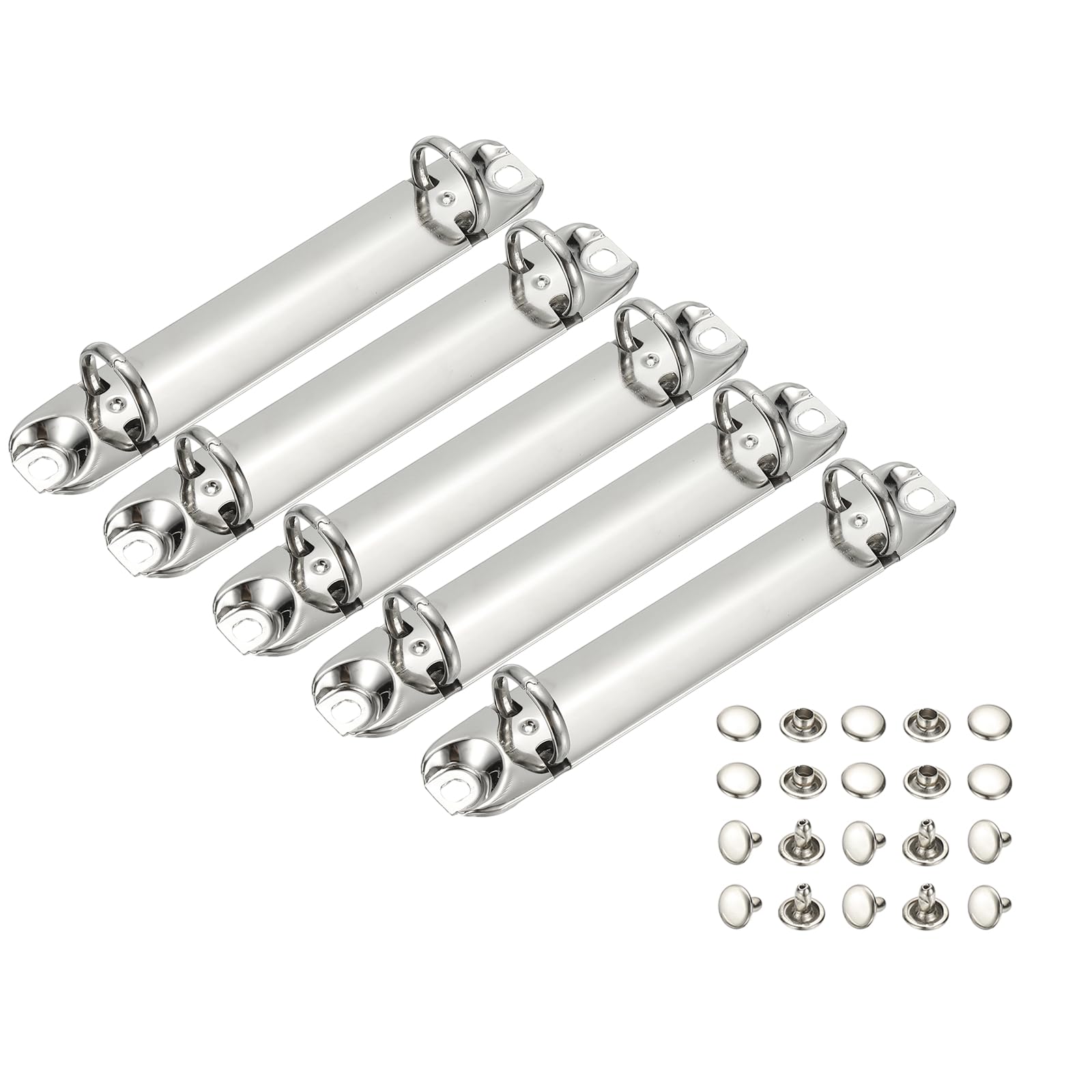 PATIKIL B7 2 Hole Ring Binder Mechanisms, 5 Set 0.8" O Ring Replacement Binder Planner Loose Leaf Binding Spines for Organizers DIY Fill Paper Storage Folder Accessories, 16mm Silver Tone
