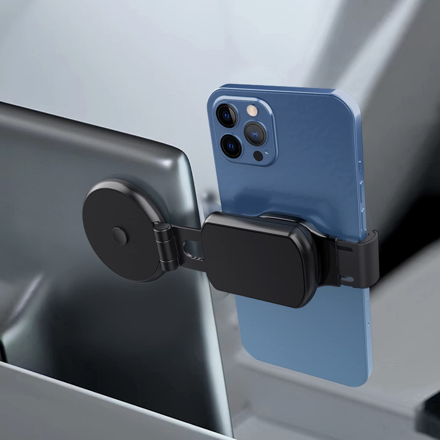 Tesla Magnetic Car Mount, 360° Rotation Foldable Invisible Magnetic Car Phone Holder with Clamp, Fit for iPhone Samsung