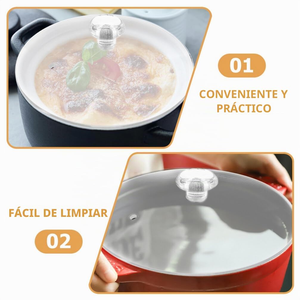 PRETYZOOM Tapa de Vidrio para Sartén Resistente al Calor, Transparente y Fácil de Limpiar, Cubierta Redondeada para Ollas y Utensilios de Cocina Varios estilos