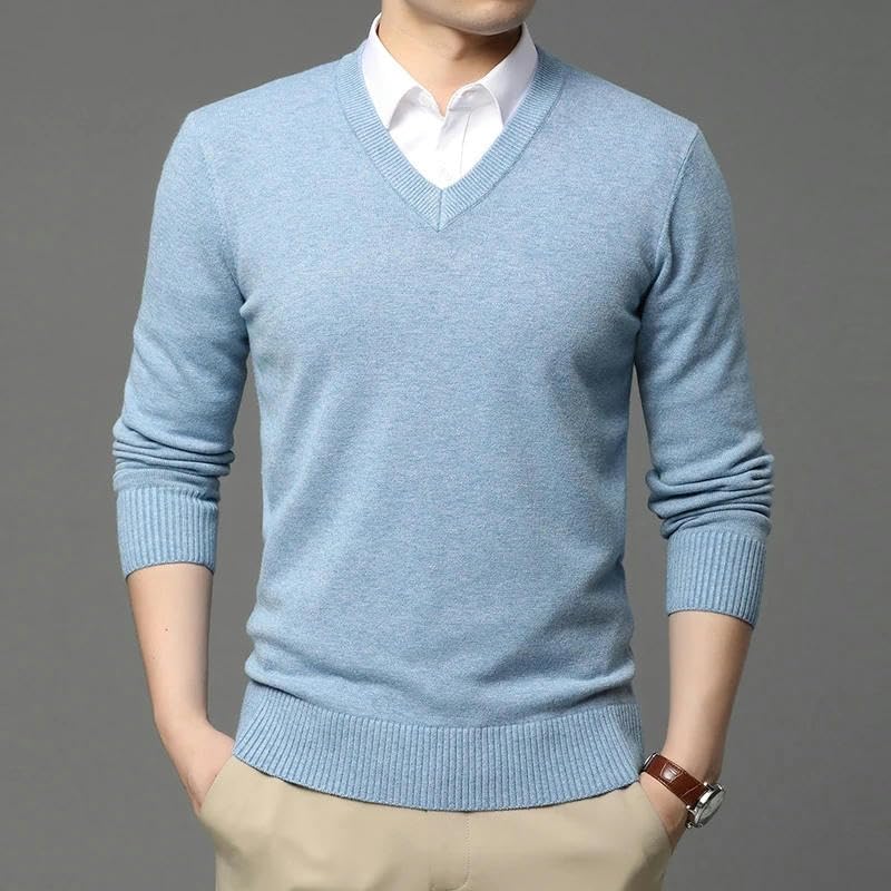 Men Knit Pullover V-Neck Sweater Men Autumn Winter Casual Jumper Clothes3