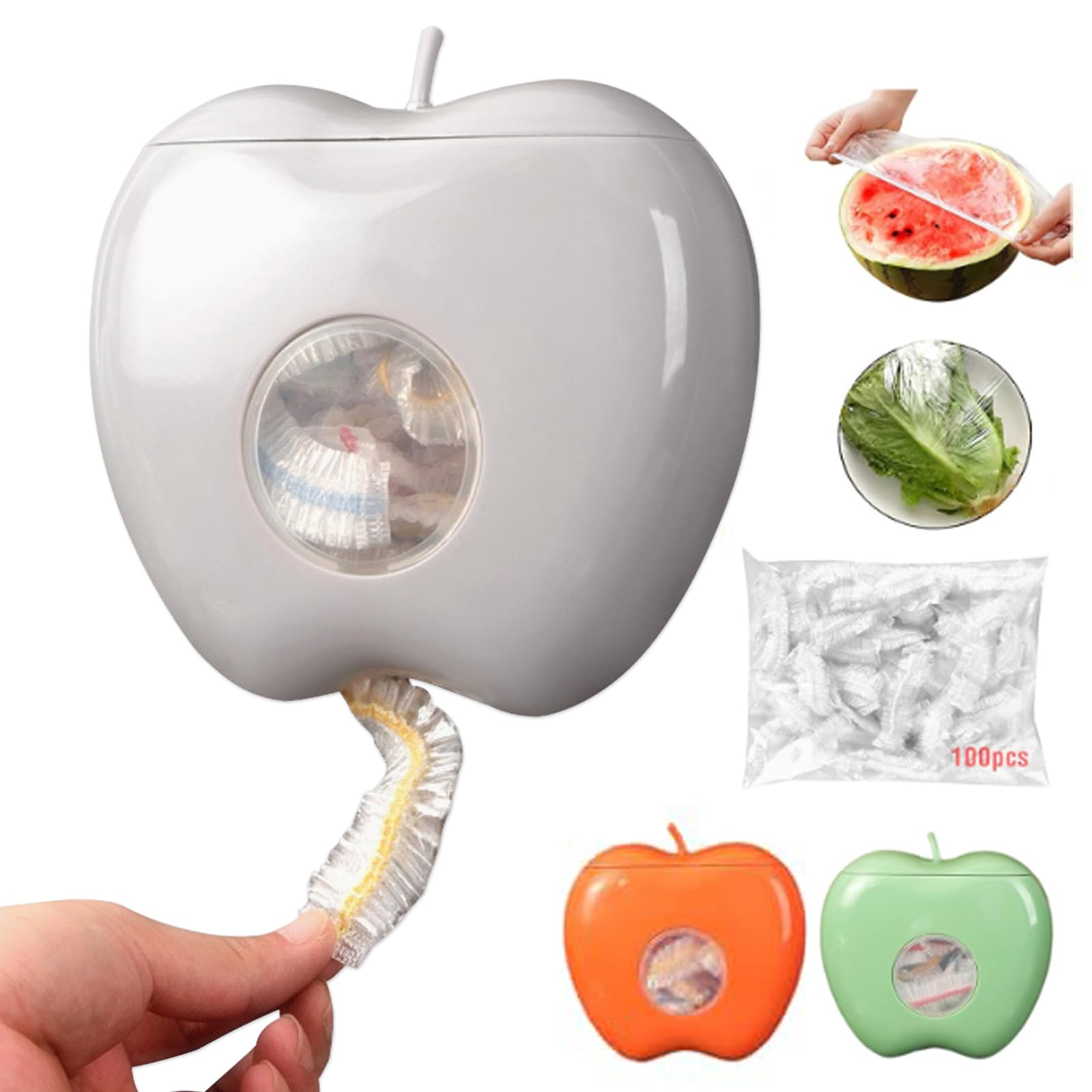 71Nmly Plastic Wrap Storage Box,with100 Pcs Fresh Keeping Bags,Multi-functional Wall-Mounted Cling Film Dispenser,Food Storage Covers Lids, Fresh keeping Bag Box for Vegetable Fruit Food(Grey)