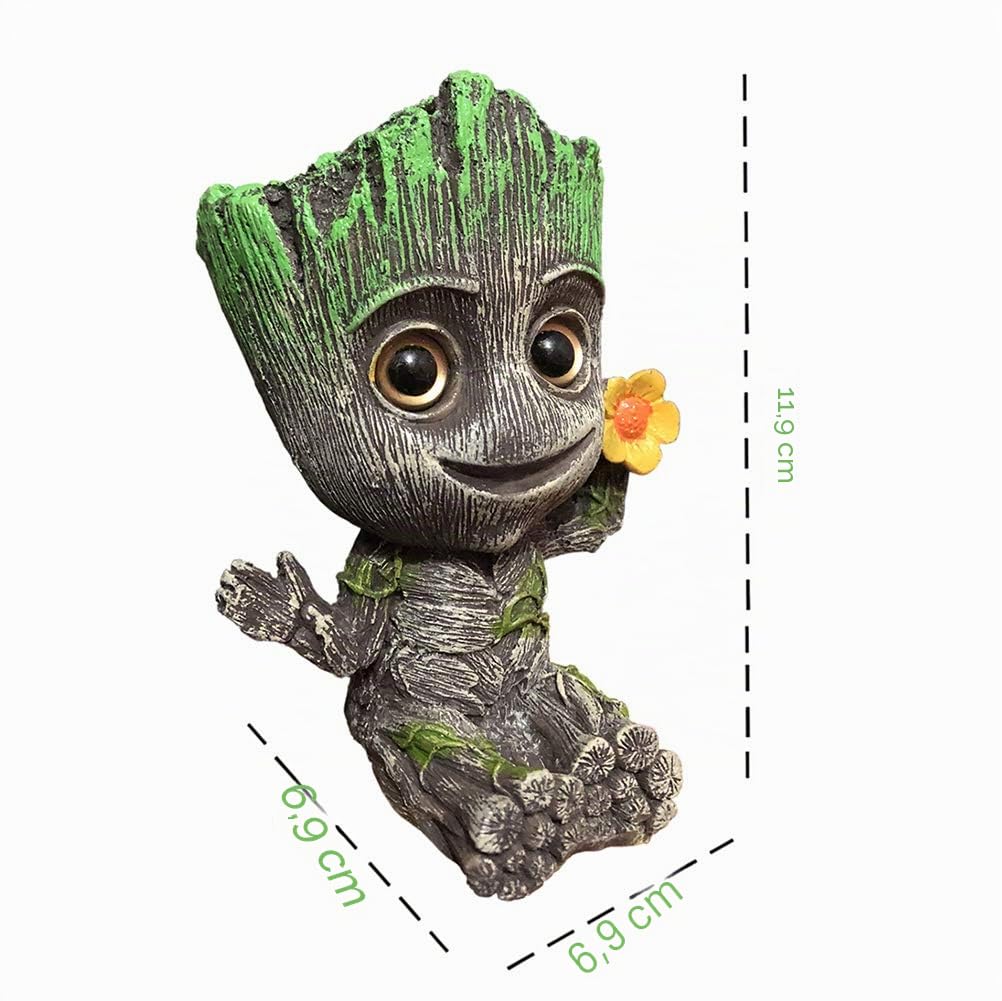 SLOCME Décorations Aquarium Groot Air Bubbler - avec Ornement En Résine de Pierre à Bulles d'air Pour Aquarium