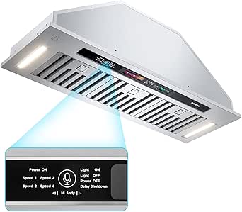 BRANO 36-Inch Range Hood Insert, 900 CFM, Voice, Gesture and Touch Controls