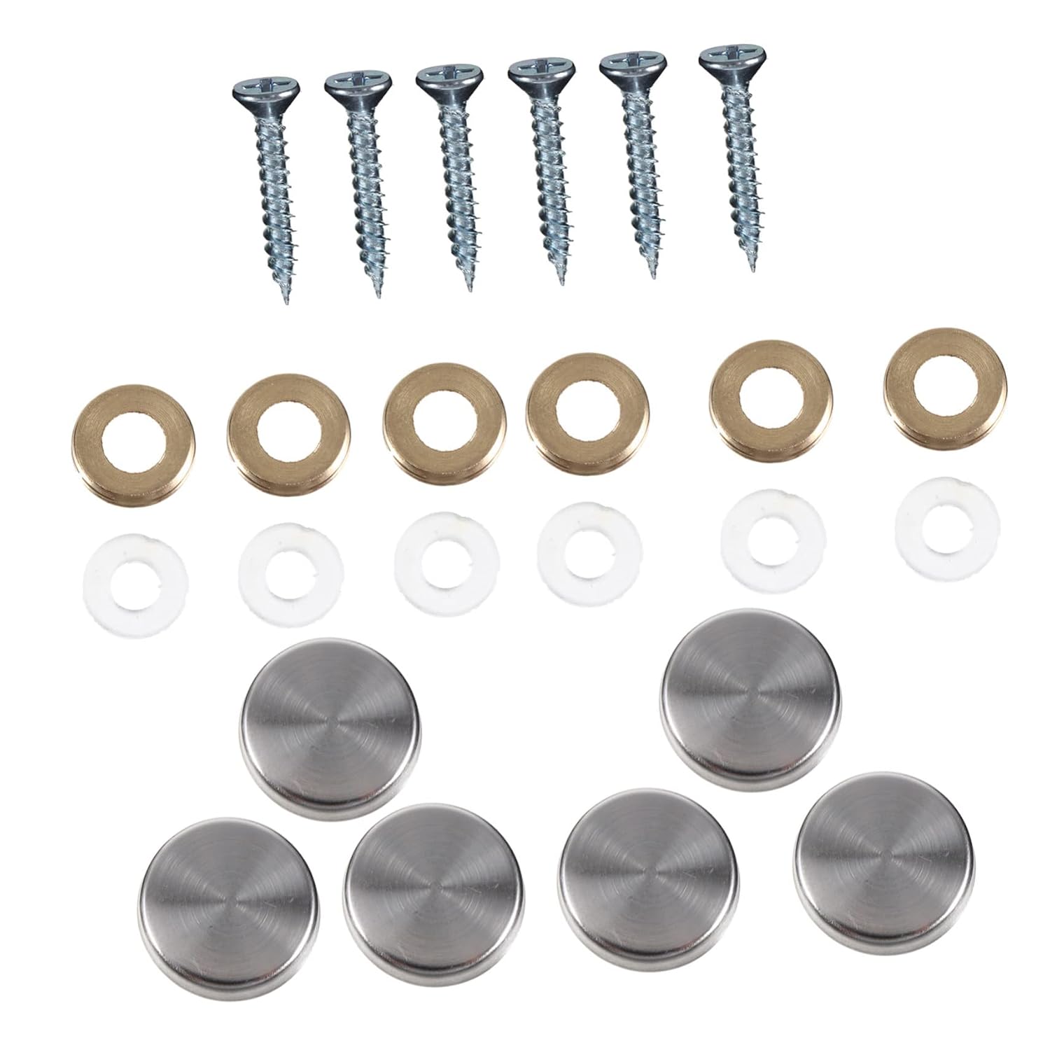 Gatuida Fixing Screw 24pcs Glass s Mirror Screws Cap Cover Decorative Caps Cover Nails Stainless Steel Cap Cover Advertising s Hardwares Nail Stainless Steel Nail Acrylic, 1.5X1.5CM, Silver