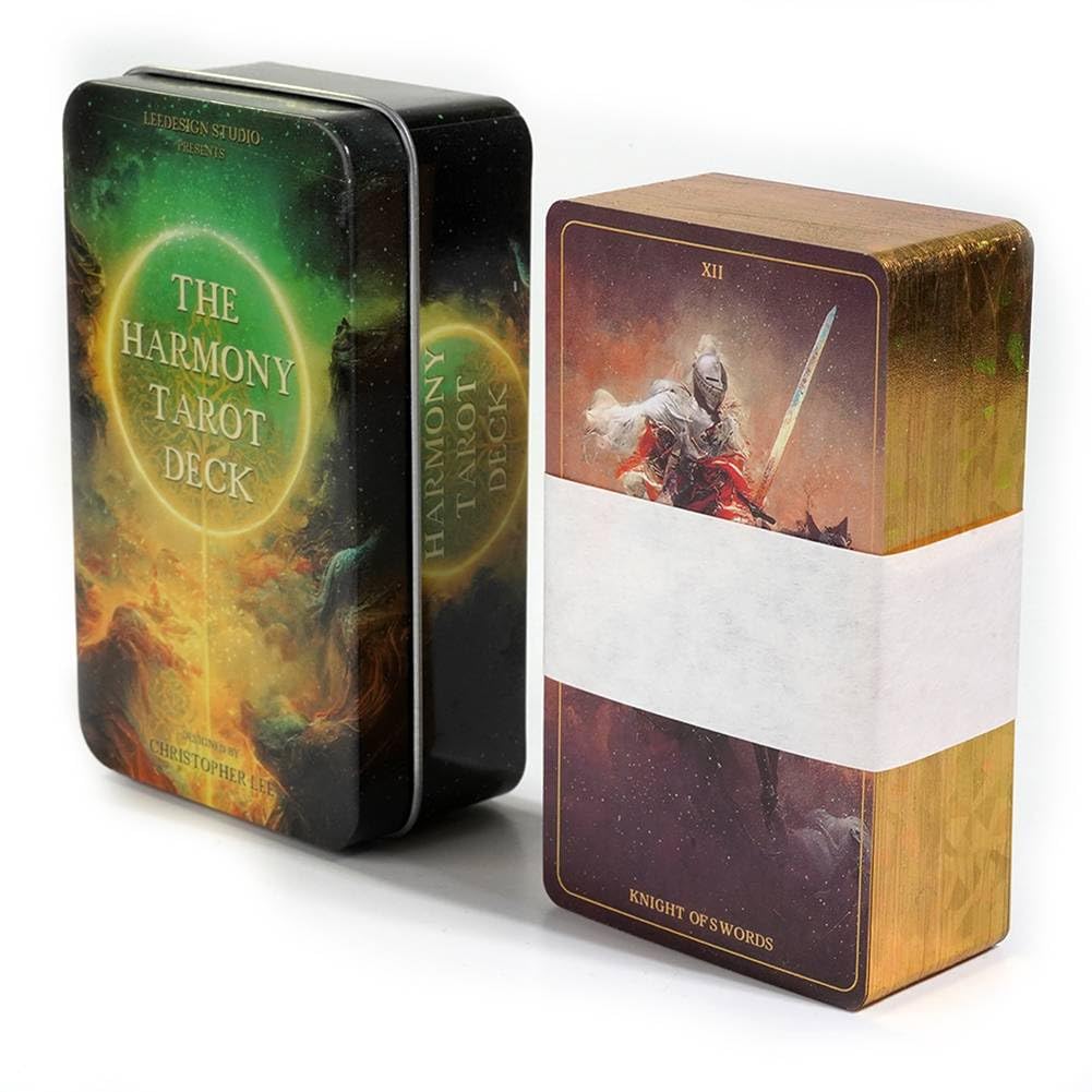 10 & ❝Harmony❞ COMPLETE BOX The Harmony Tarot Deck in A Tin With Gilded Edges - 78 Pcs Cards
