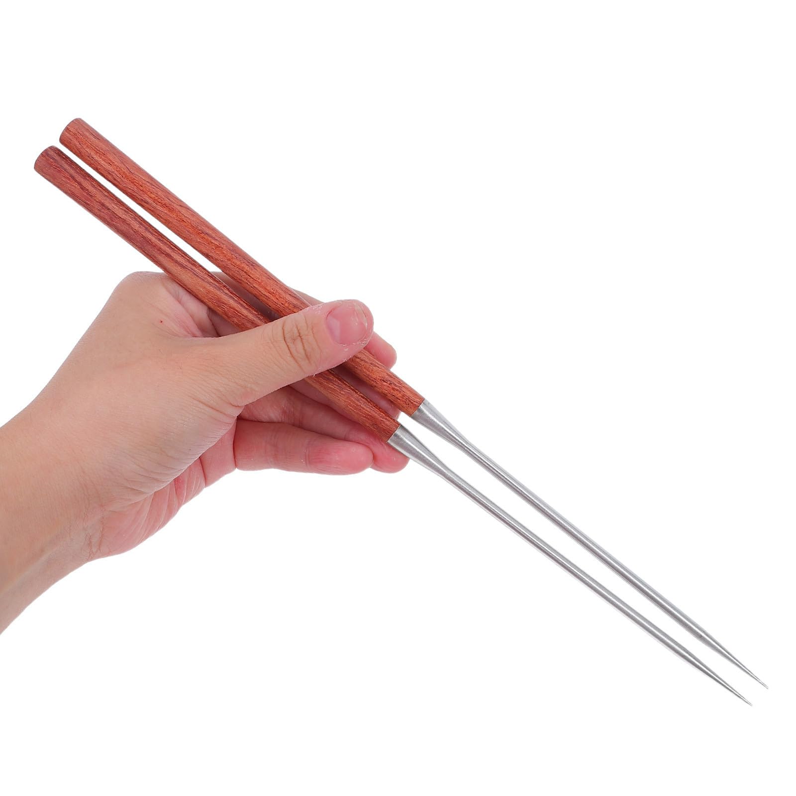 SOLUSTRE Bacchette per Sushi in Acciaio Inossidabile Manico in Legno Rinforzato e Punta Affilata, Antiscivolo, per Cucina e Ristorante, Stile Asiatico Semplice