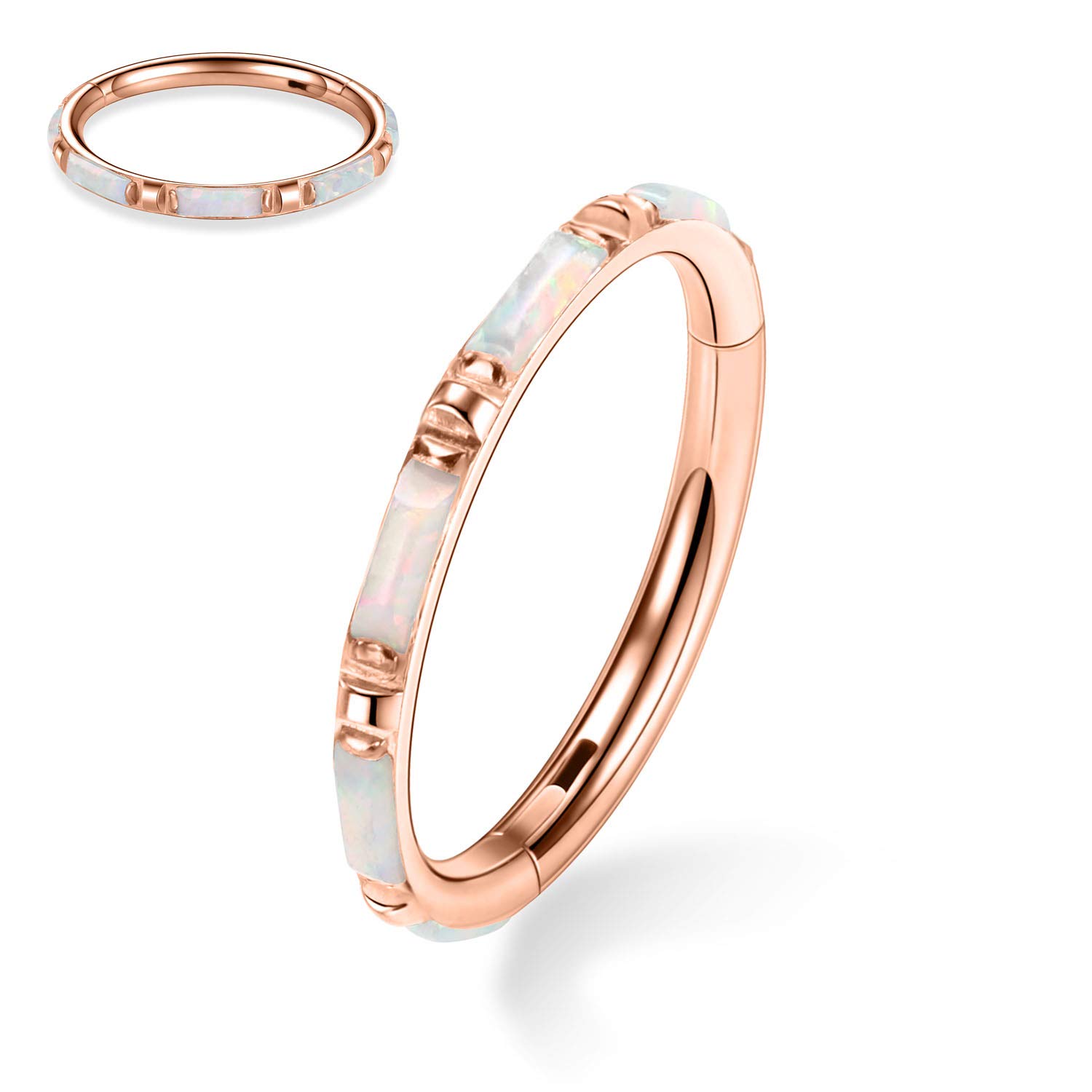 hengkaixuan CZ/Opal Nose Rings Conch Jewellery Septum Clicker 316L Surgical Steel Segment Ring Helix Cartilage Earrings Hoop Daith Tragus Rook Piercing Jewellery — view 37