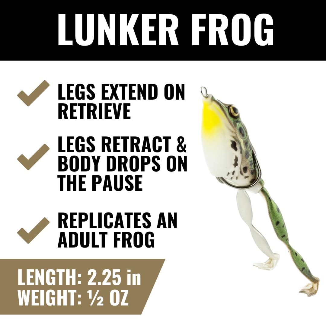 Lunkerhunt - Kit de señuelo de Pesca (Paquete de 3) | 1 Tortuga, 1 Rana, 1 pez Sol | Cebo de Pesca de Agua Superior para Pesca de lubina, anzuelos sin Malas Hierbas