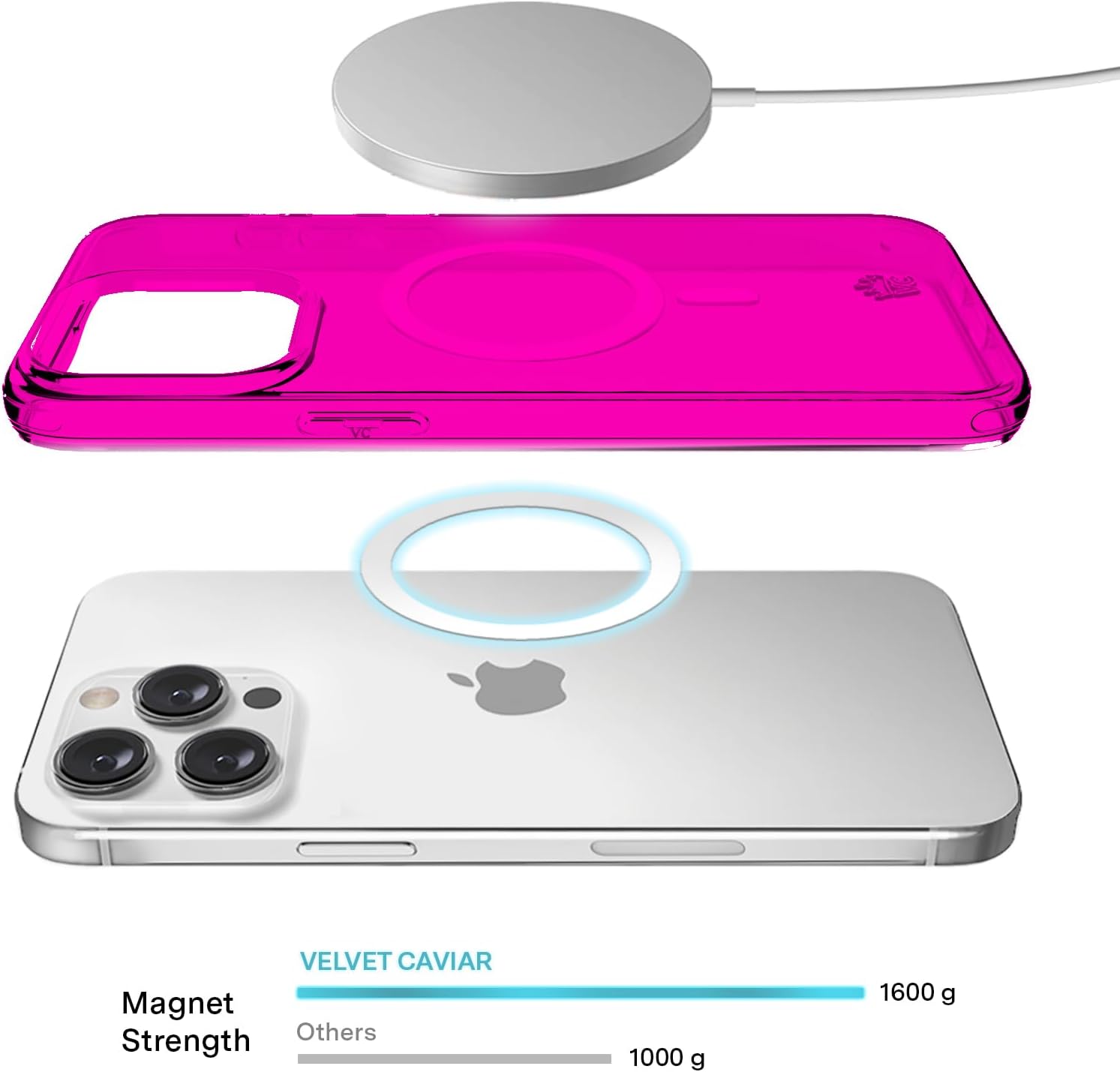 VELVET CAVIAR for iPhone 15 Pro Max Case Neon Hot Pink - Compatible with MagSafe - 10ft Drop Tested - Image 3