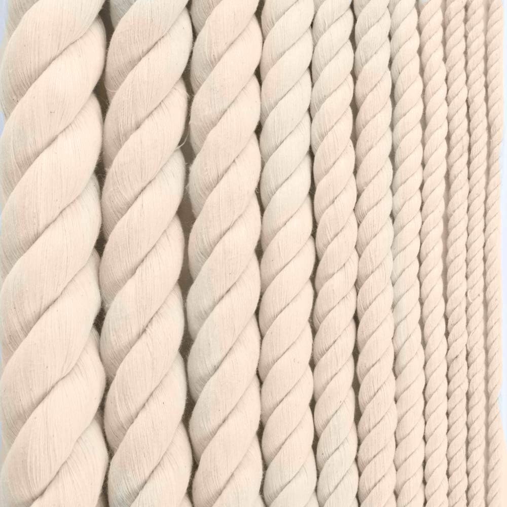 Super Brands Natural Twisted Cotton Rope 1/4 Inch - Biodegradable Cord with No Bleach or Dyes - Low Stretch Line in High Strength Capacity - Arts, Crafts, Indoor/Outdoor DIY Projects, Commercial Uses (600 Feet)