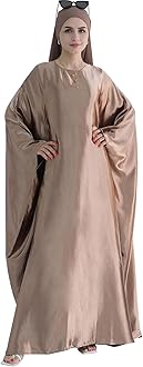 Abaya Muslim Dress Women Satin Prayer Dress Batwing Long Sleeve Middle East Arabian Robe with Hijab